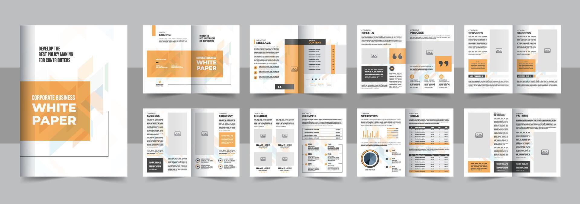 Corporate white paper, white paper layout design, Company brochure design template vector