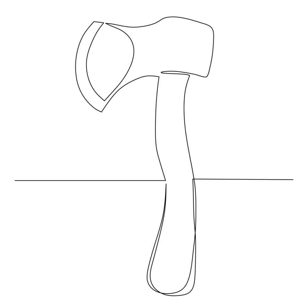 Continuous line drawing of an axe. Simple flat hand drawn style vector for tool in engineering and construction