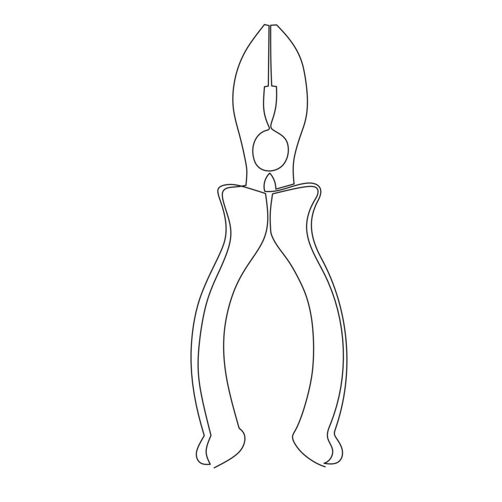 Continuous line drawing of a pilers. Simple flat hand drawn style vector for tool in engineering and construction