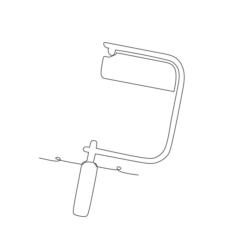 Continuous line drawing of coping saw. Simple flat hand drawn style vector for tool in engineering and construction