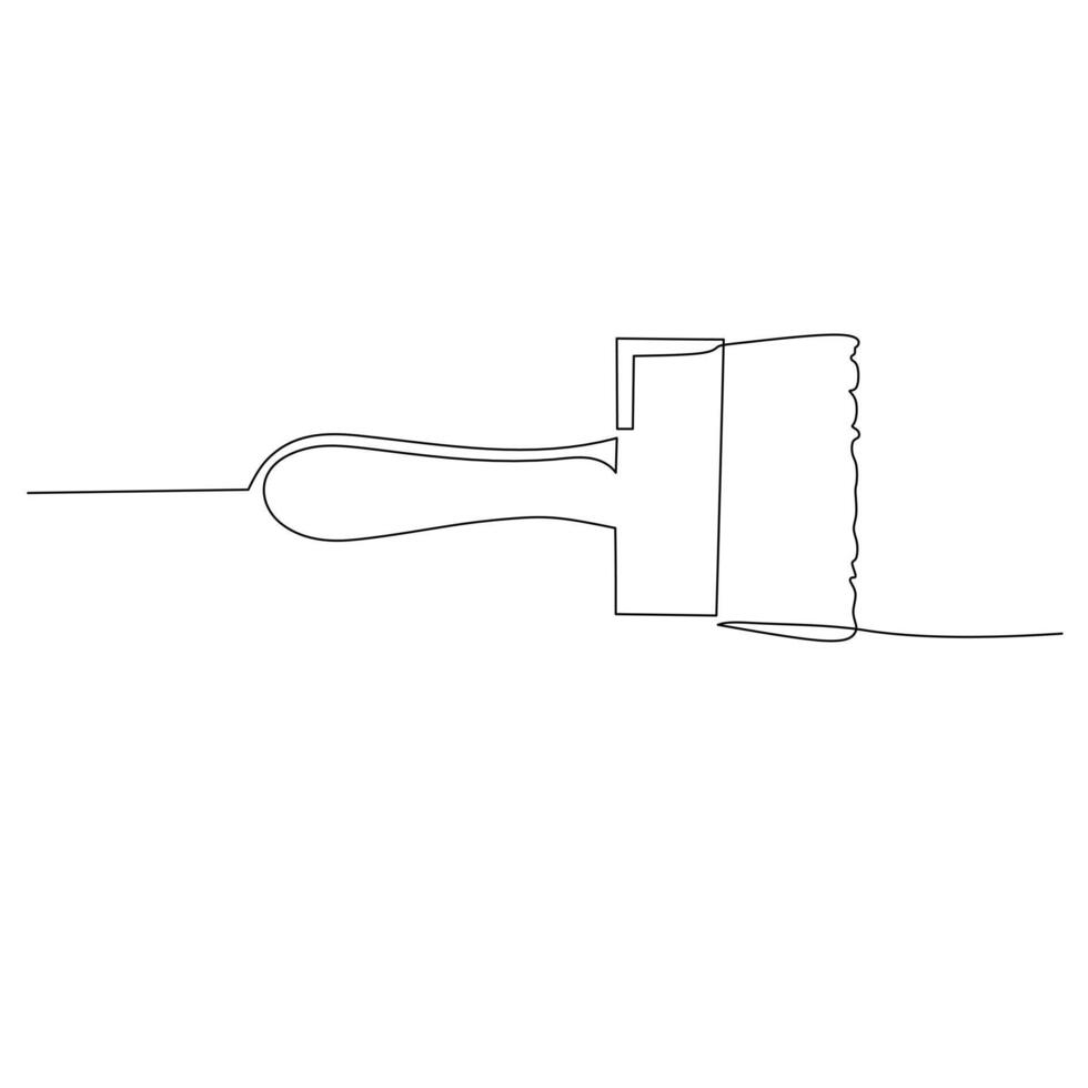 Continuous line drawing of a painting brush. A tool used to apply paint or ink to a canvas. Simple flat hand drawn style vector for tool in engineering and construction