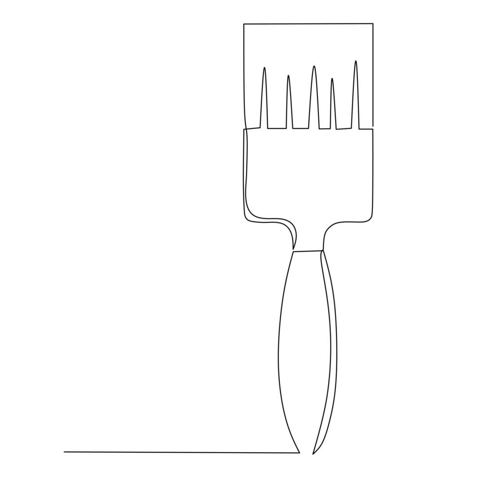 Continuous line drawing of a pain brush. Simple flat hand drawn style vector for tool in engineering and construction