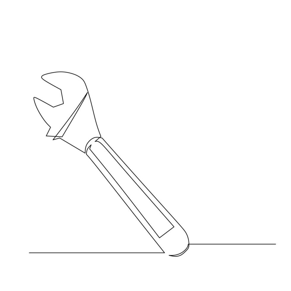 llave inglesa continuo línea dibujo. sencillo moderno mano dibujado estilo ilustración. vector diseño para industrial Ingenieria y construcción tema y concepto