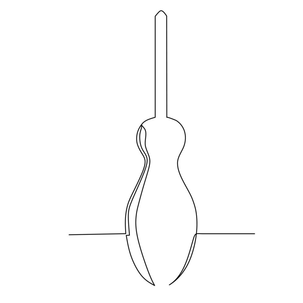 Screw driver continuous line drawing. Small carpentry work tools in the workshop and Home renovation concept design element. vector