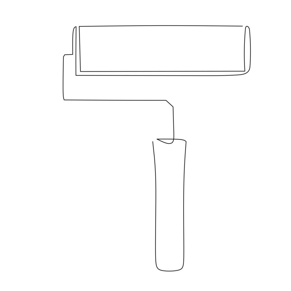 Continuous line drawing of a paint roller.  Tools used for painting large flat surfaces rapidly and efficientlySimple flat hand drawn style vector for tool in engineering and construction