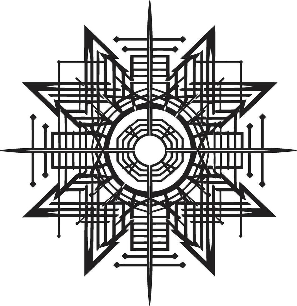 Dynamic Symmetry Black Logo Showcasing Abstract Geometric Design in Vector Shape Fusion Vector Logo Design with Elegant Black Abstract Geometric Elements