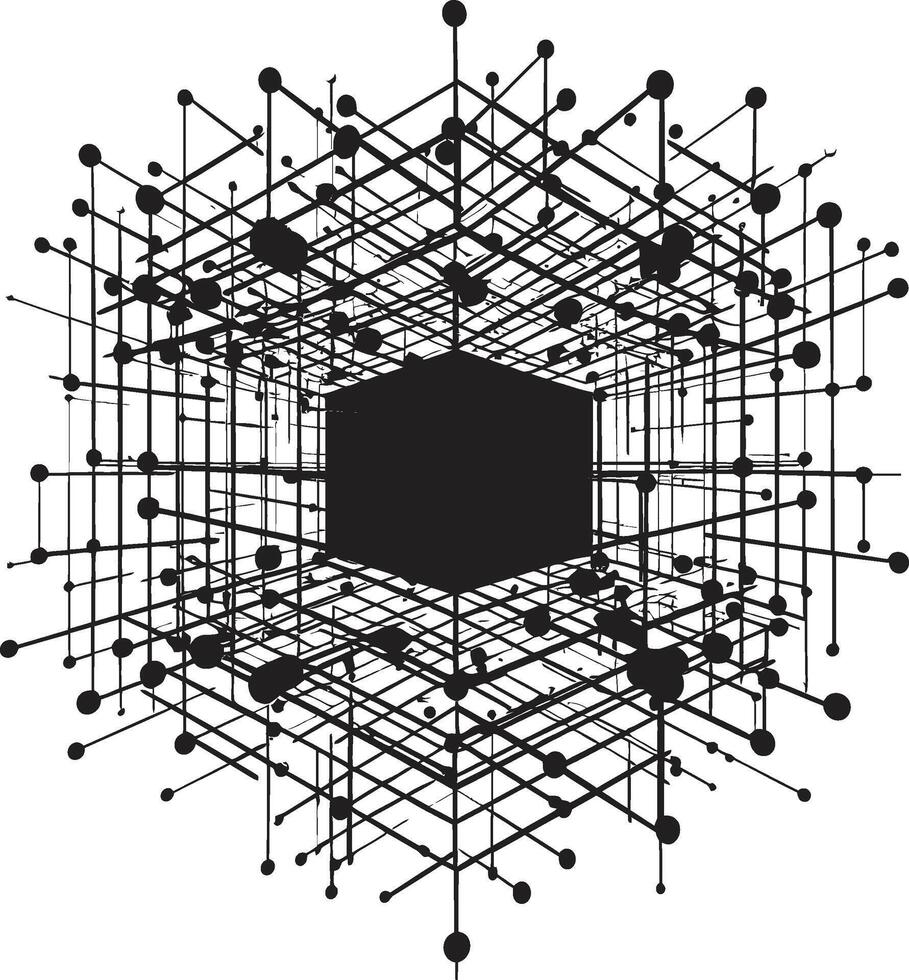Dynamic Symmetry Monochromatic Logo Featuring Abstract Geometric Shapes in Vector Shape Fusion Vector Logo Design with Abstract Black Geometric Patterns