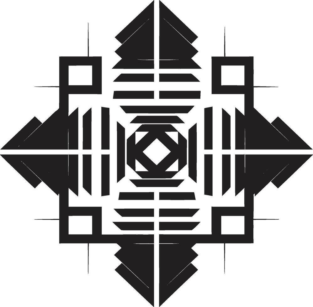 Quantum Contours Sleek Emblem Showcasing Abstract Geometric Shapes in Vector Abstract Elegance Black Icon with Vector Logo and Dynamic Geometric Designs