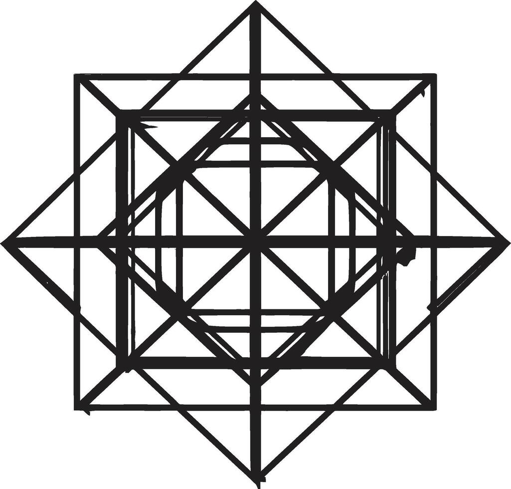 Ethereal Equilibrium Black Emblem Depicting Abstract Geometric Design in Vector Dimensional Harmony Sleek Vector Logo with Elegant Black Abstract Geometric Patterns