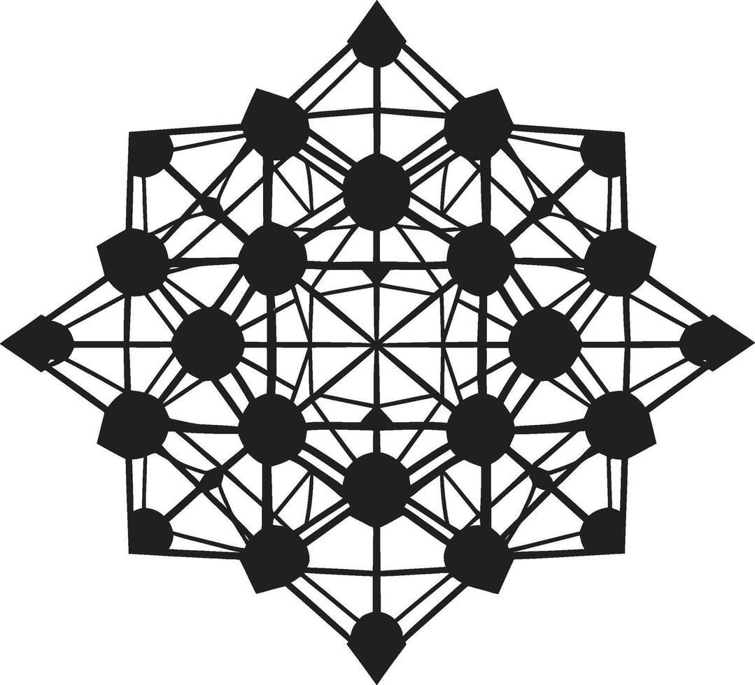 Ethereal Equilibrium Black Emblem Depicting Abstract Geometric Design in Vector Dimensional Harmony Sleek Vector Logo with Elegant Black Abstract Geometric Patterns