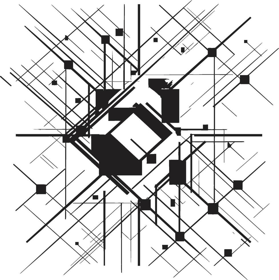 Shape Symphony Vector Logo Design Showcasing Elegant Black Geometric Patterns Quantum Matrix Monochrome Emblem of Abstract Geometric Shapes in Vector