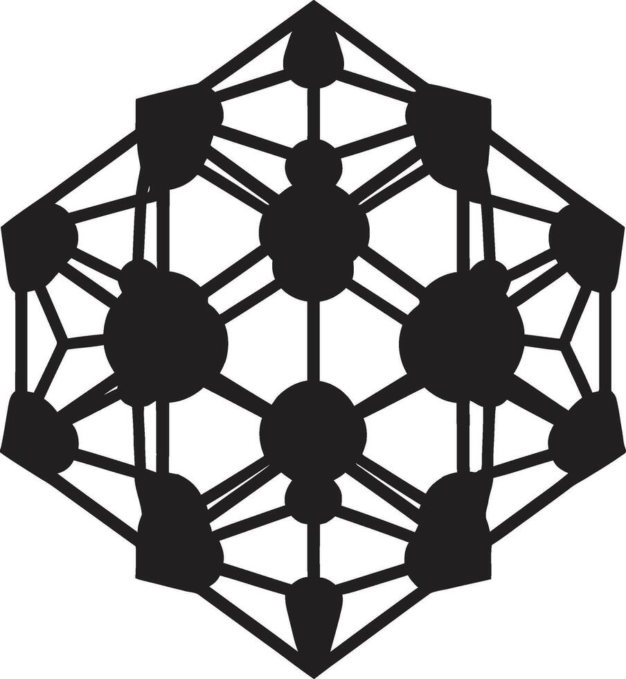 Dynamic Perspectives Monochrome Emblem of Abstract Geometric Shapes in Vector Abstract Enigma Black Icon Featuring Vector Logo with Mystic Geometric Elements