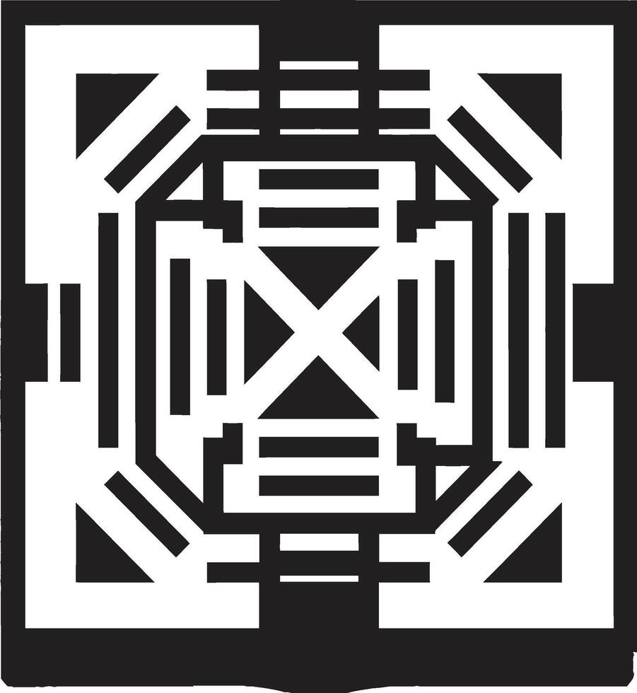Dimensional Elegance Black Geometric Logo Vector with Abstract Shapes Abstract Nexus Dynamic Black Logo with Geometric Fusion in Vector