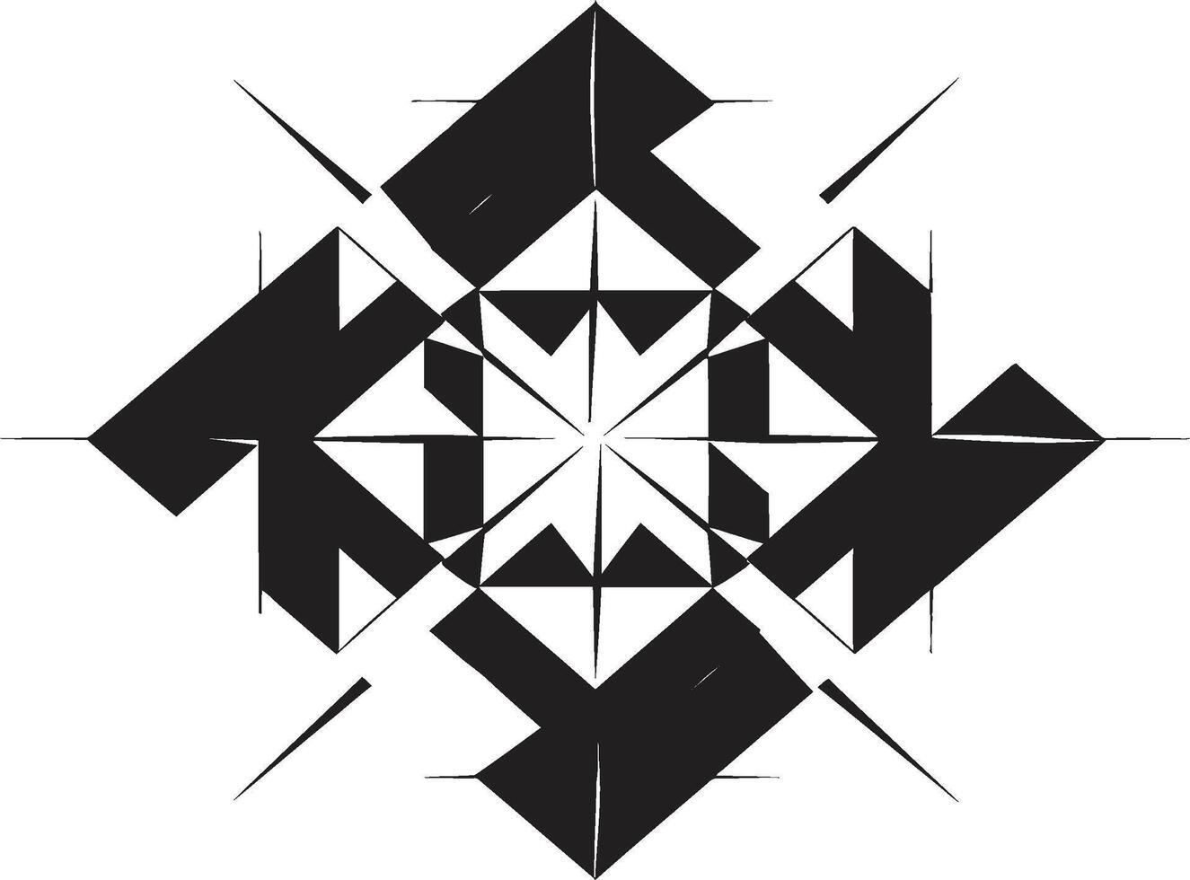 Shape Fusion Vector Logo Design with Elegant Black Abstract Geometric Forms Quantum Contours Monochrome Vector Logo with Abstract Geometric Shape