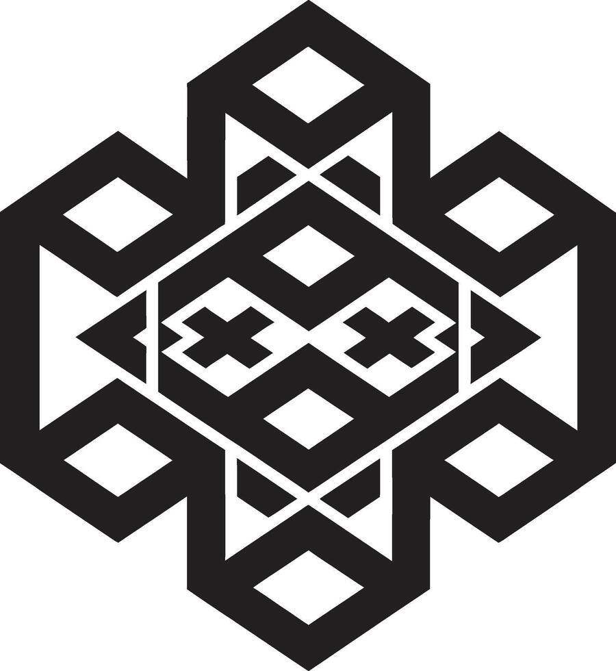 Dynamic Symmetry Monochromatic Logo Featuring Abstract Geometric Shapes in Vector Shape Fusion Vector Logo Design with Abstract Black Geometric Forms