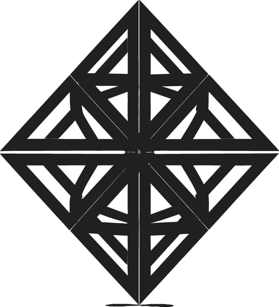 Ethereal Equilibrium Sleek Black Logo featuring Abstract Geometric Forms in Vector Dimensional Harmony Monochromatic Icon of Abstract Geometric Shapes in Vector
