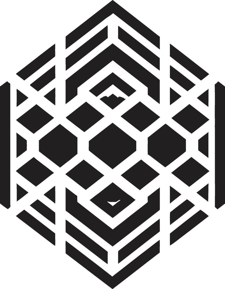 etéreo equilibrio monocromo emblema representando resumen geométrico diseño en vector dimensional armonía vector logo con elegante negro resumen geométrico formas