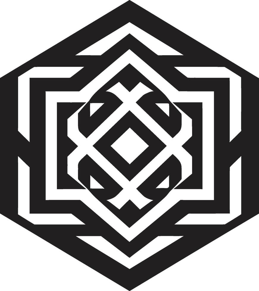 Infinite Angles Elegant Vector Logo Design Depicting Black Abstract Geometric Shapes Mystic Geometry Monochromatic Emblem with Abstract Black Geometric Design in Vector