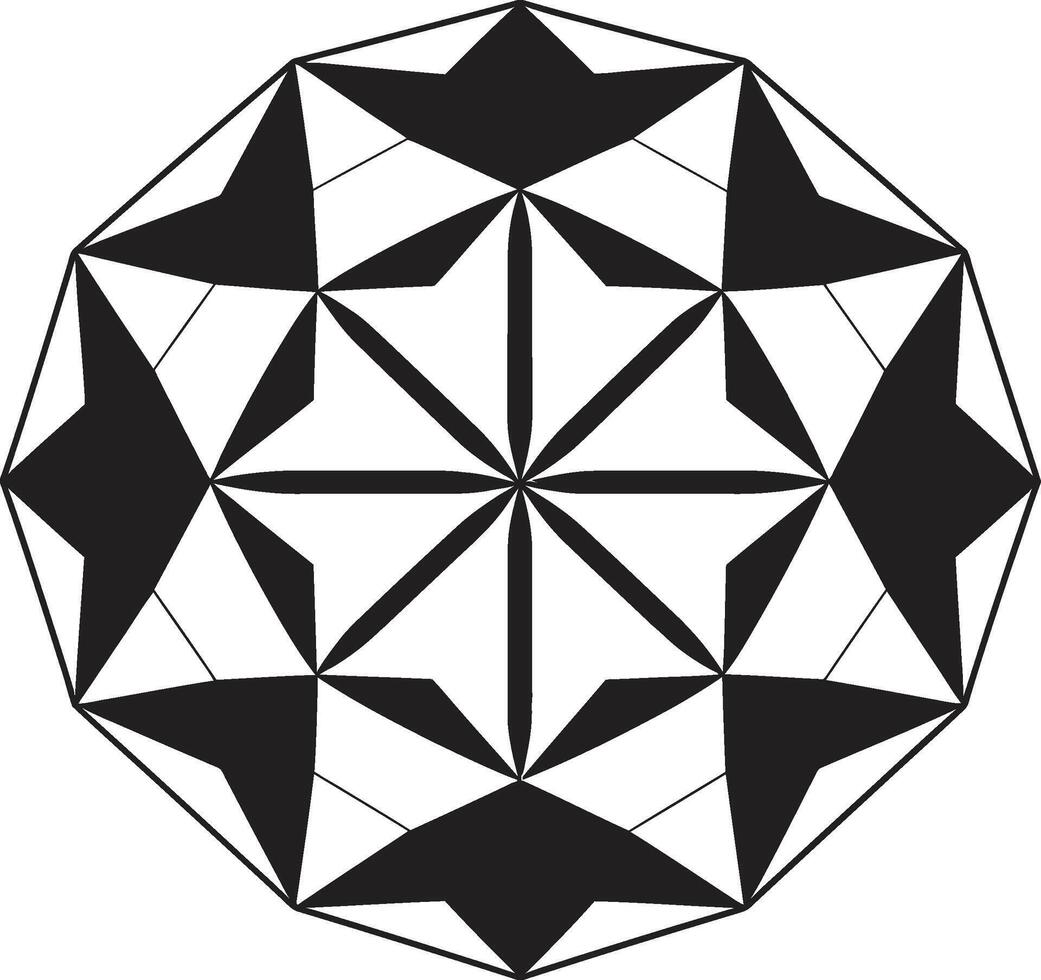 Ethereal Equilibrium Monochromatic Emblem Depicting Abstract Geometric Design in Vector Dimensional Harmony Vector Logo with Elegant Black Abstract Geometric Forms