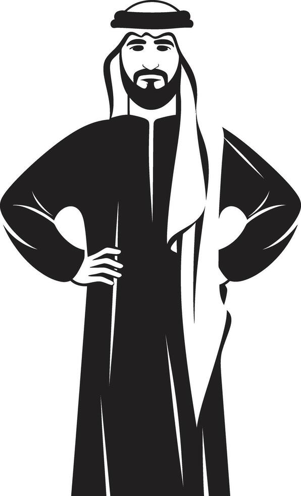 Sartorial Nobility Elegant Vector Logo of an Arabic Man in Monochrome Arabian Legacy Black Emblem with Vector Logo Design of Distinguished Arabic Man