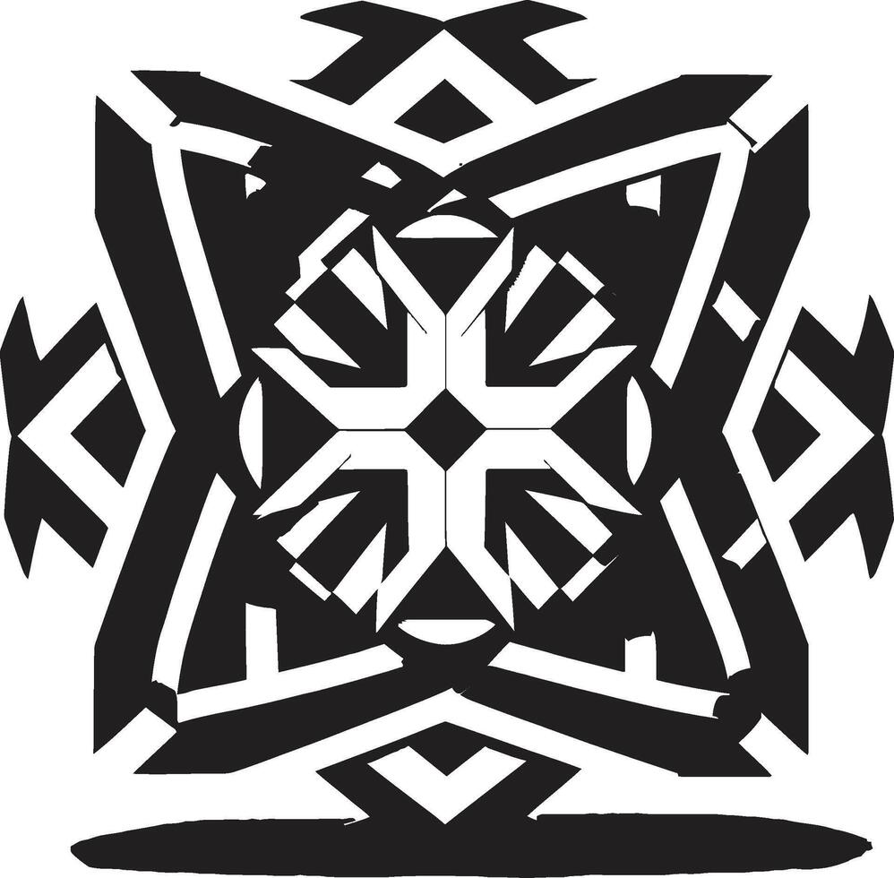 Ephemeral Lines Monochromatic Emblem Showcasing Abstract Geometric Design in Vector Astral Symmetry Vector Logo Design with Elegant Black Abstract Geometric Forms
