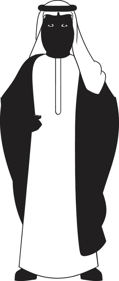 Cultural Elegance Monochromatic Vector Logo Showcasing Arabic Man Arabic Essence Black Icon Depicting Arabic Man in Vector Logo Design