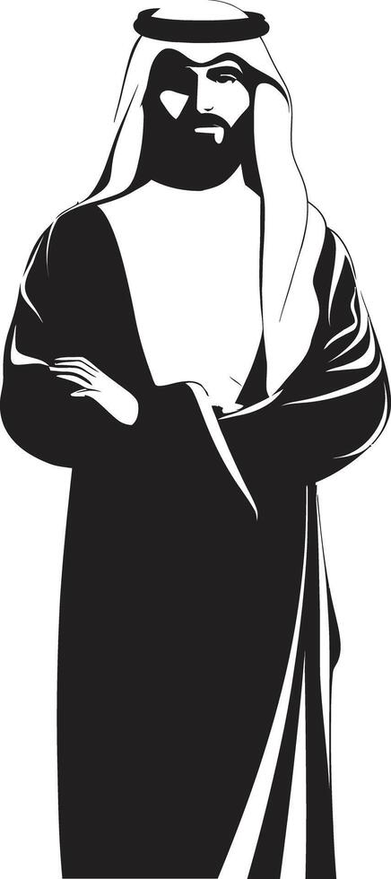 cultural elegancia monocromo emblema exhibiendo Arábica hombre en vector Arábica esencia pulcro icono representando negro vector logo de un Arábica hombre