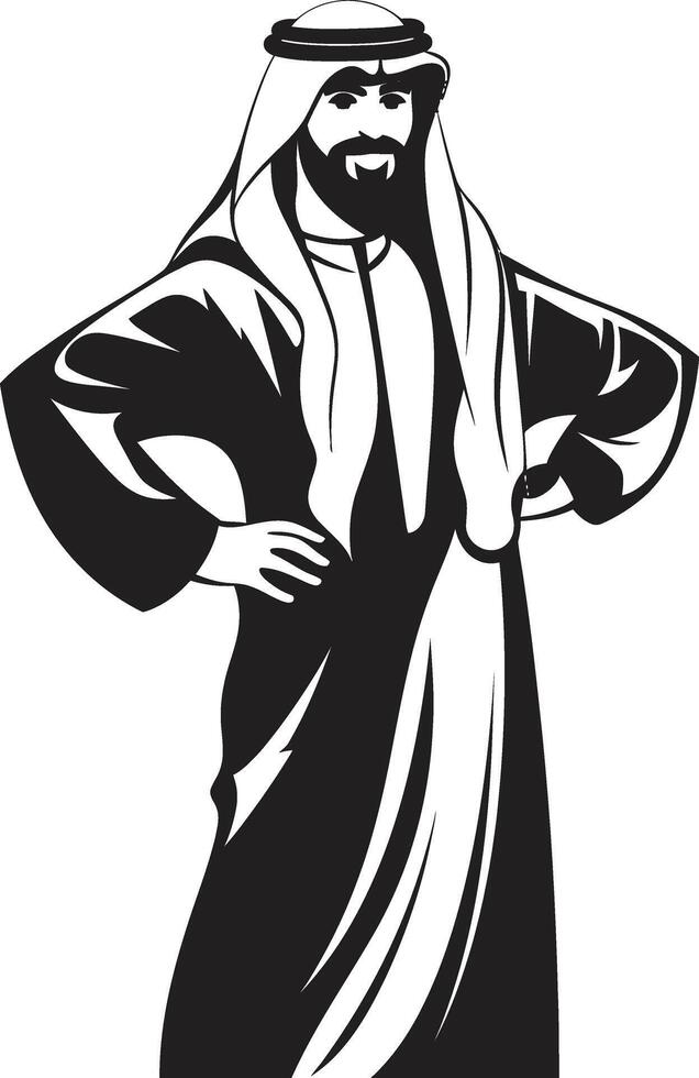 Regal Profile Monochromatic Emblem with Vector Logo of an Arabic Man Cultural Sovereignty Sleek Vector Logo Design of an Arabic Man Silhouette