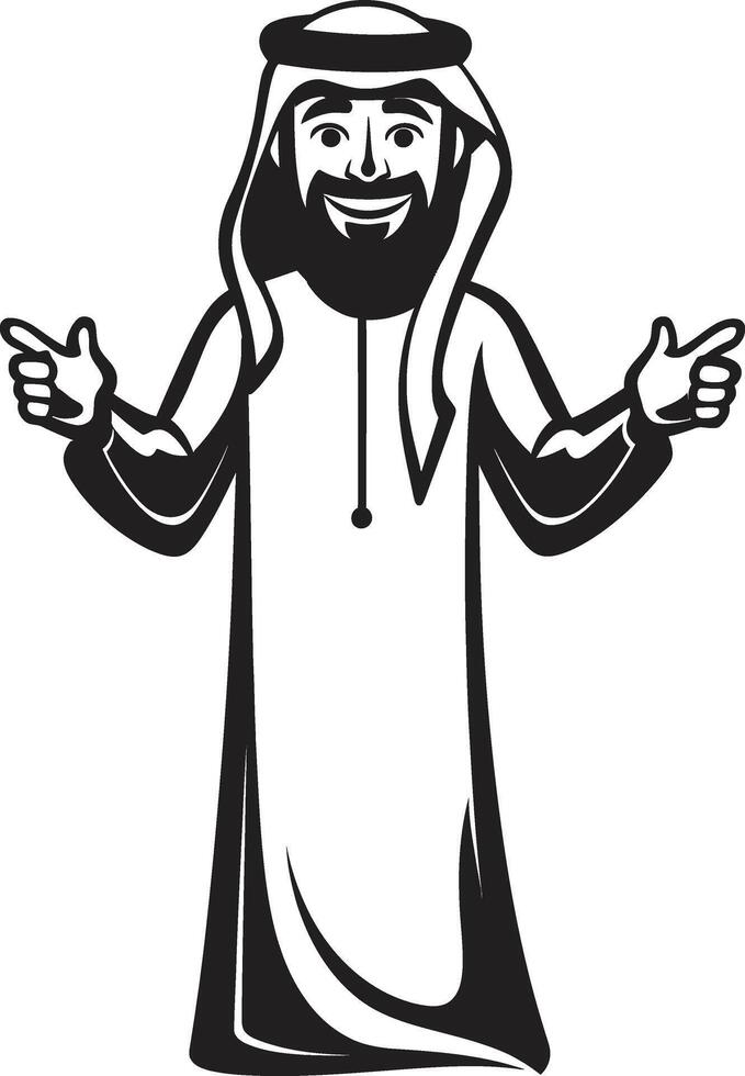 Arábica esencia pulcro icono presentando Arábica hombre en vector logo diseño majestuoso elegancia negro vector logo con elegante Arábica hombre diseño