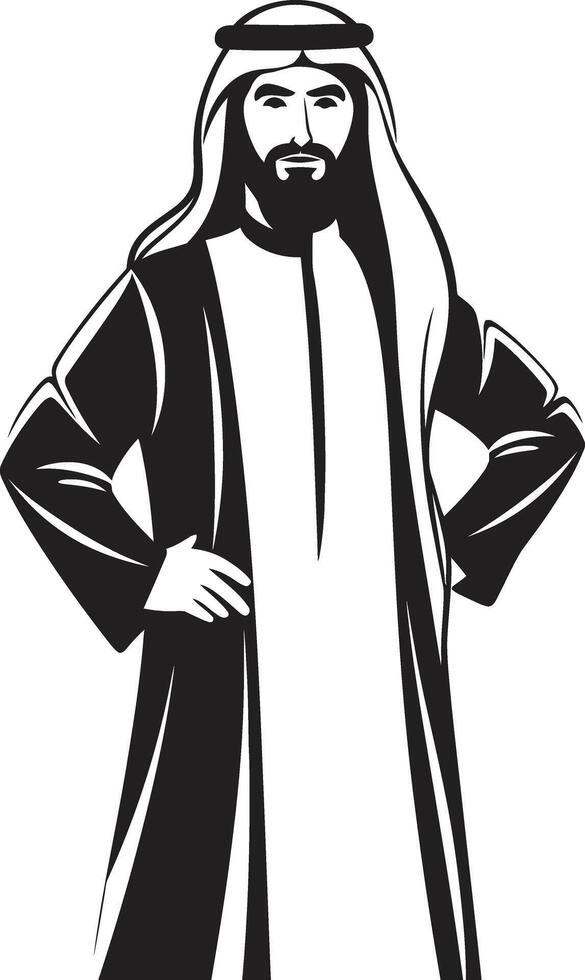 Arabic Essence Vector Logo with Black Icon of an Arabic Man Majestic Elegance Sleek Emblem Illustrating Arabic Man in Monochrome