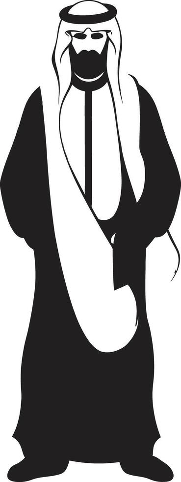 Cultural Sovereignty Monochromatic Emblem with Vector Logo of an Arabic Man Sartorial Nobility Vector Black Logo Design of an Arabic Man Silhouette