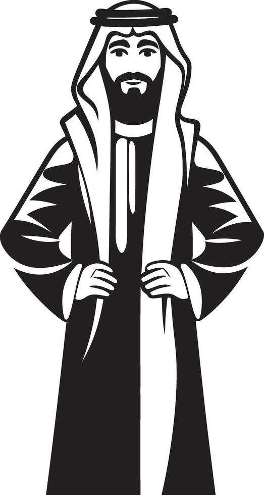 místico presencia monocromo vector logo diseño presentando Arábica hombre cultural elegancia pulcro negro icono representando Arábica hombre en vector