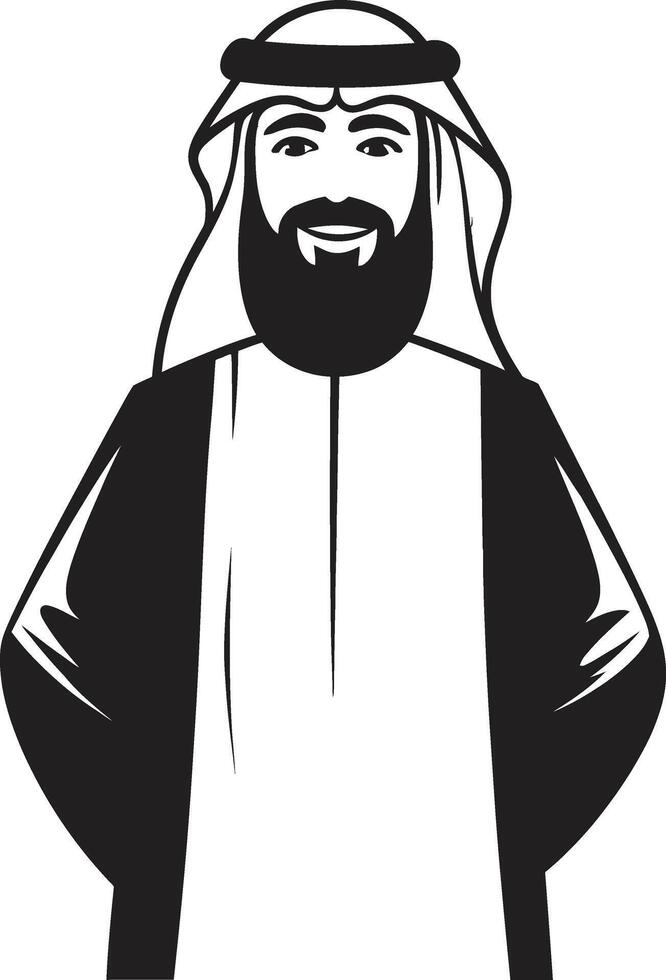Arabian Legacy Monochrome Icon Showcasing Arabic Man Logo Design in Vector Silhouette of Grace Black Vector Logo Illustrating Arabic Man in Sleek Style
