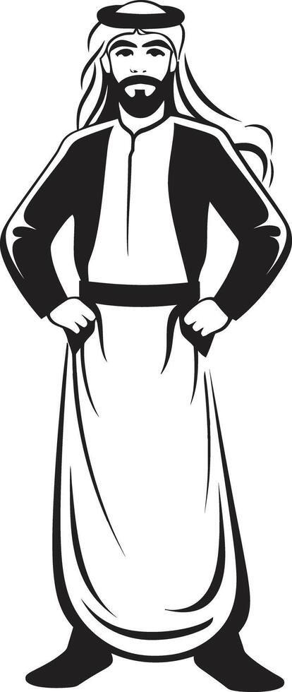 Cultural Sovereignty Black Icon Showcasing Arabic Man Logo Design in Vector Sartorial Nobility Sleek Vector Logo with Arabic Man Silhouette in Black