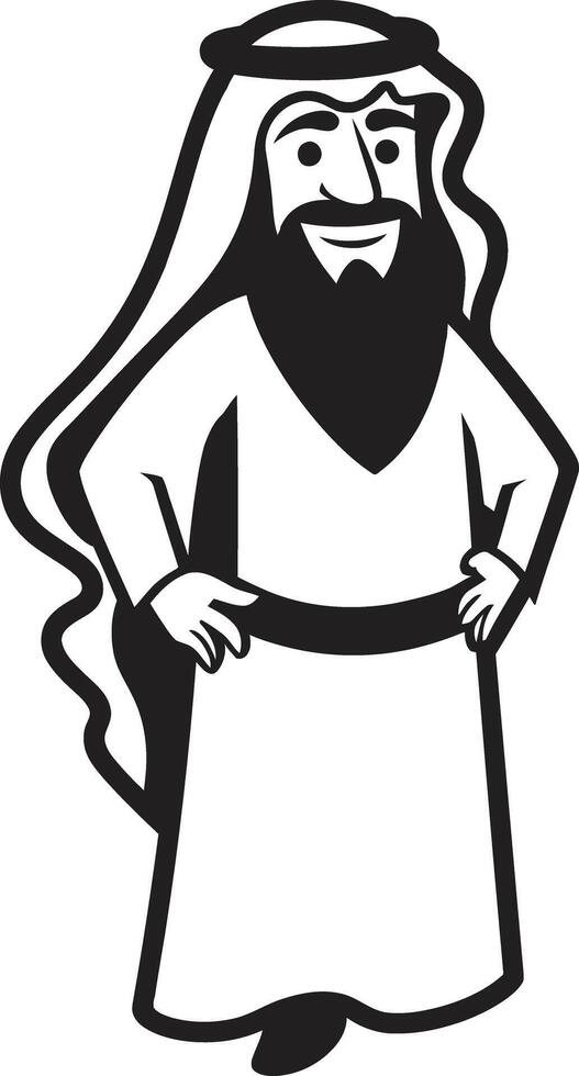 Noble Traditions Monochromatic Vector Logo Design with Arabic Man Silhouette Mystic Presence Black Icon Showcasing Arabic Man Logo Design in Sleek Style