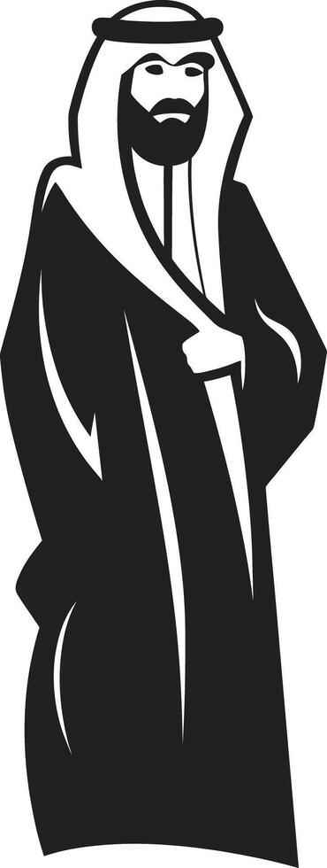Majestic Elegance Black Vector Logo with Elegant Arabic Man Design Regal Profile Monochromatic Emblem with Vector Logo of an Arabic Man