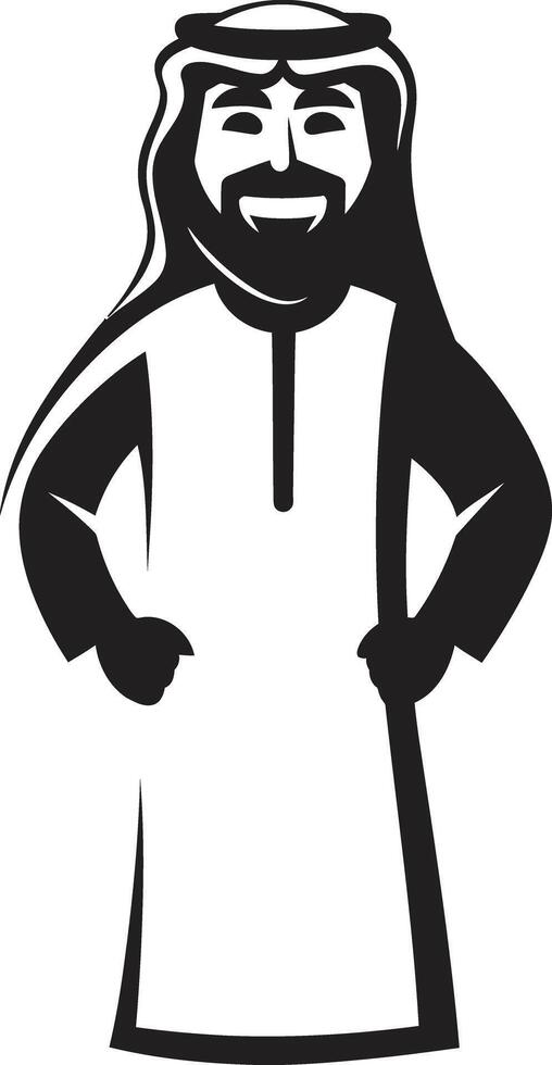 Silhouette of Grace Black Vector Logo Illustrating Arabic Man in Sleek Style Noble Traditions Elegant Emblem with Vector Logo of an Arabic Man