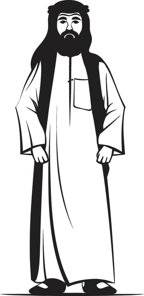 Silhouette of Grace Monochrome Emblem Illustrating Arabic Man in Vector Noble Traditions Black Vector Logo with Elegant Arabic Man Design
