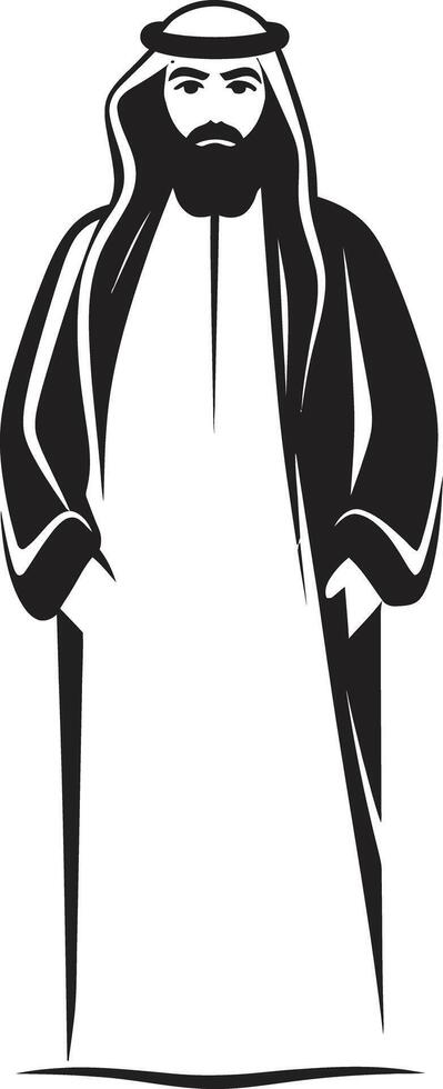 Sartorial Nobility Sleek Vector Logo with Arabic Man Silhouette in Black Arabian Legacy Monochrome Emblem Depicting Arabic Man Logo Design in Vector