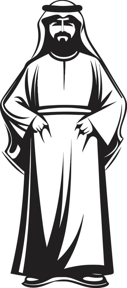 Mystic Presence Sleek Black Icon of an Arabic Man in Vector Logo Design Cultural Elegance Monochromatic Vector Logo Showcasing Arabic Man
