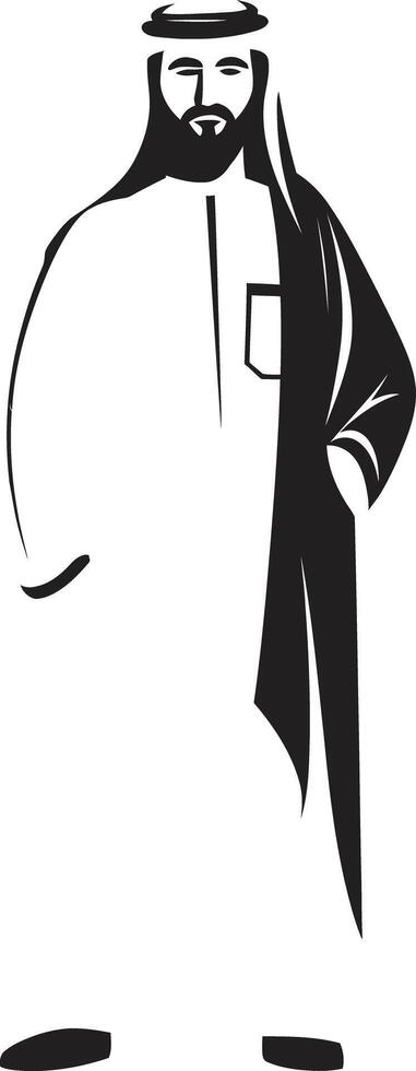Majestic Elegance Black Vector Logo with Elegant Arabic Man Design Regal Profile Monochromatic Emblem with Vector Logo of an Arabic Man