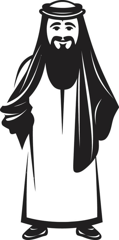 Monochromatic Nobility Sleek Icon Depicting an Arabic Man in Vector Cultural Resonance Black Emblem Showcasing Arabic Man Logo Design in Vector