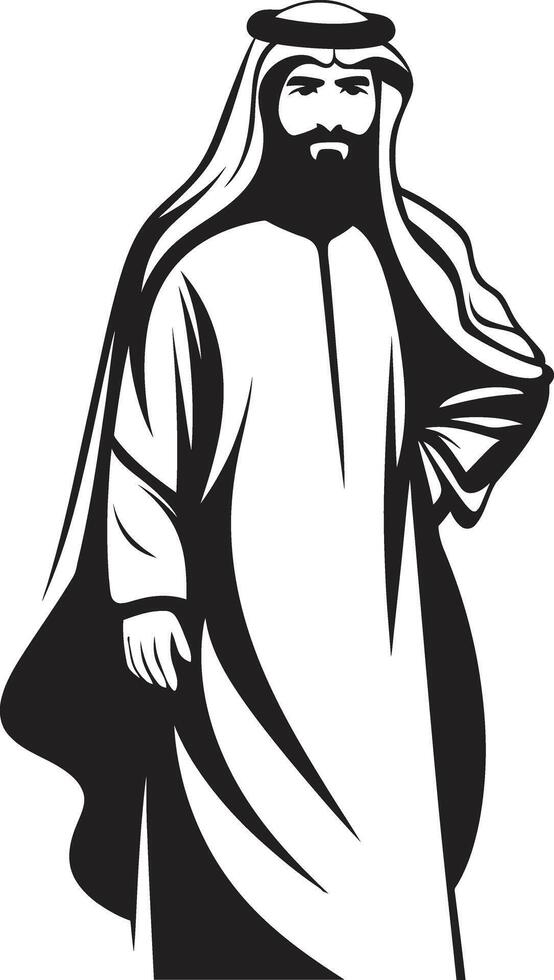 Cultural Elegance Sleek Black Icon Depicting Arabic Man in Vector Elegance in Ebony Black Vector Logo Design Featuring Arabic Man Silhouette
