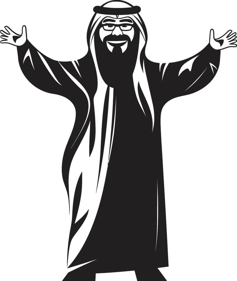 Arabian Elegance Black Icon Depicting Arabic Man in Vector Logo Design Majestic Arabesque Elegant Emblem with Vector Logo of an Arabic Man