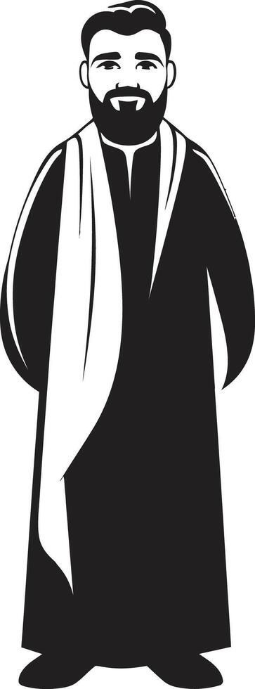 Monochromatic Majesty Elegant Vector Logo Featuring Arabic Man in Black Cultural Sway Sleek Icon Showcasing Arabic Man Logo Design in Vector
