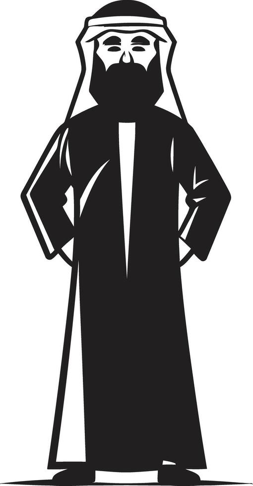 Noble Traditions Monochromatic Emblem Depicting Arabic Man in Vector Timeless Elegance Black Icon Featuring Vector Logo of an Arabic Man