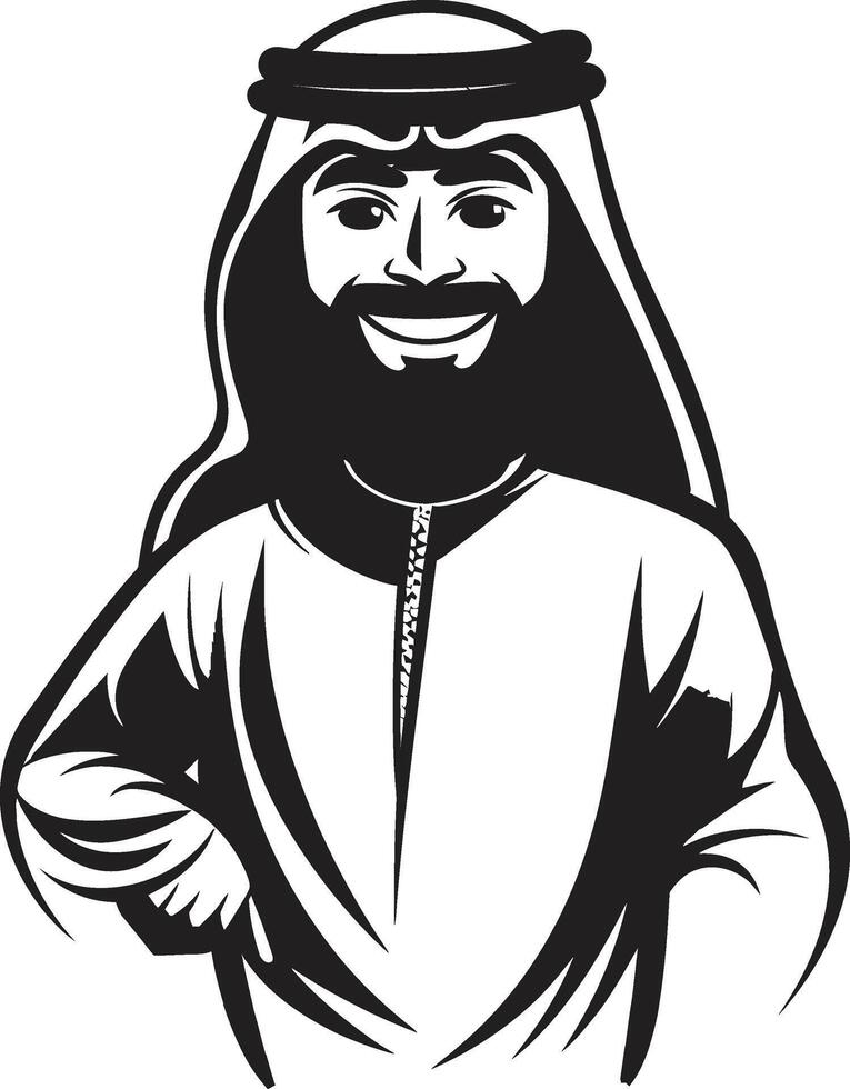 Cultural Sovereignty Sleek Icon Showcasing Arabic Man Logo Design in Vector Sartorial Nobility Black Vector Logo Design with Arabic Man Silhouette