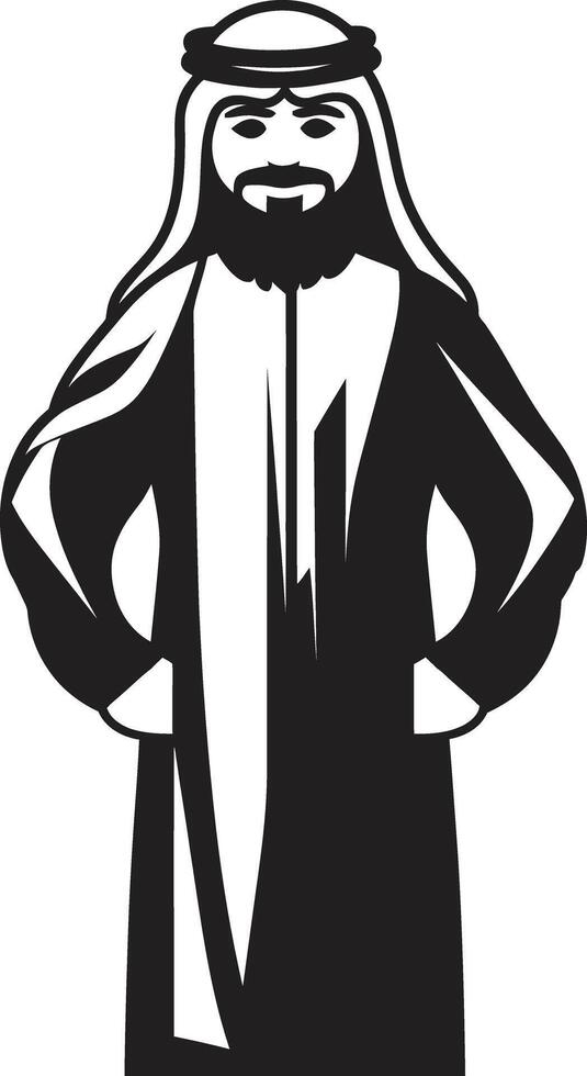 Cultural Sovereignty Sleek Vector Logo Design of an Arabic Man Silhouette Sartorial Nobility Elegant Emblem with Black Vector Logo of Arabic Man
