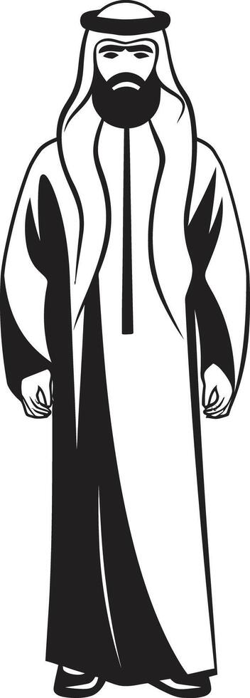 Cultural Sovereignty Black Icon Showcasing Arabic Man Logo Design in Vector Sartorial Nobility Elegant Vector Logo of an Arabic Man in Monochrome
