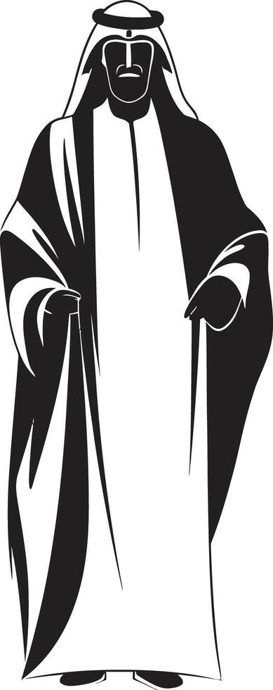 Arabian Elegance Sleek Icon Featuring Arabic Man in Vector Logo Design Majestic Arabesque Black Vector Logo with Elegant Arabic Man Design